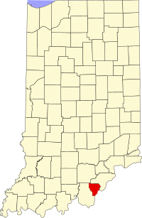 Map of Indijana highlighting Floyd County