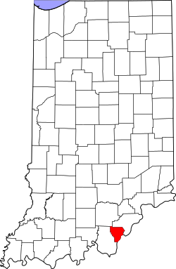 map of Indiana highlighting Floyd County