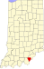 Map of Indiana highlighting Floyd County