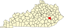 Location of Owsley County in Kentucky Map of Kentucky highlighting Owsley County.svg