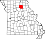 Harta statului Missouri indicând comitatul Macon