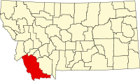 ビーバーヘッド郡の位置を示したモンタナ州の地図
