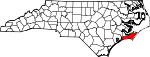 State map highlighting Carteret County