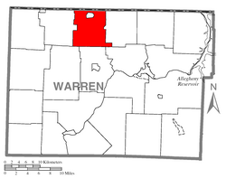 Sugar Grove Township okulunun Warren County şehrindeki konumu