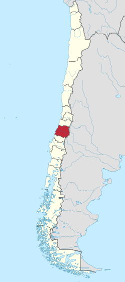 Maule régió Chile regionális térképén.