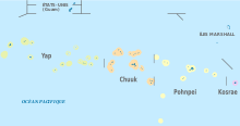 The Yap State, within the Federated States of Micronesia Micronesia, administrative divisions - fr - colored.svg