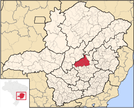 Ligging van de Braziliaanse microregio Sete Lagoas in Minas Gerais