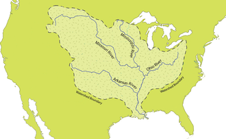 Map of the Mississippi River watershed Mississippi River Watershed Map North America.png