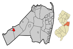 Monmouth County New Jersey Incorporated and Unincorporated areas Roosevelt Highlighted.svg