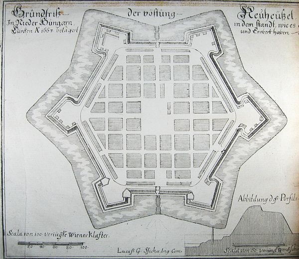 ca. 1680 plan of the "Neuhäusel Fortress as it was besieged and taken by the Ottomans in 1663”