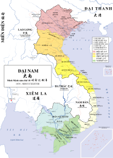 Vietnam's territories around 1838, during the Vietnamese occupation of Cambodia Nguyen Dynasty, administrative divisions map (1838).svg