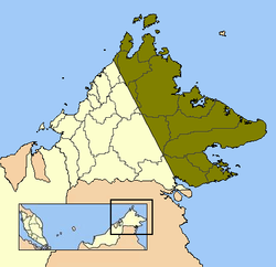 Pohjois-Borneon riidan alue. PNG