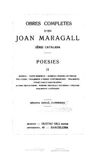 Obres completes d'en Joan Maragall - Poesies II de Joan Maragall (ed. 1918)