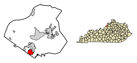 Oldham County Kentucky Incorporated and Unincorporated areas Pewee Valley Highlighted 2160492