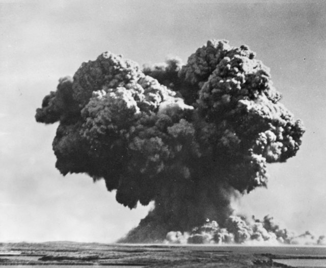 The mushroom cloud resulting from the Operation Hurricane detonation