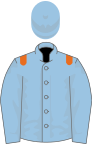 Hellblaue, orangefarbene Schulterklappen