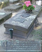 Pachelbel's tomb at the St. Rochus Cemetery in Nuremberg[n 5]