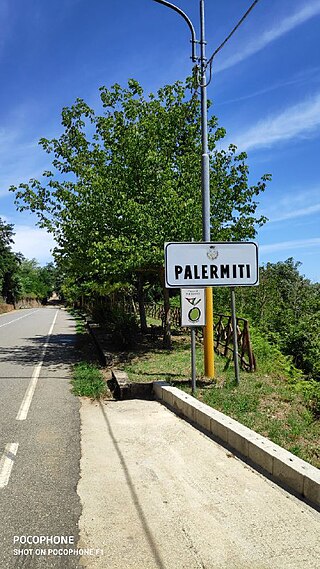  Road sign displaying the name of the town, Palermiti