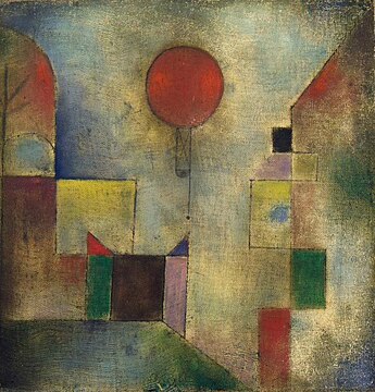 Paul Klee, 1922, Red Balloon (Roter Ballon) oil on chalk-primed gauze, mounted on board, 31.7 × 31.1 cm