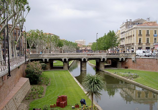 Den lille flod Basse i Perpignan