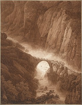 The Devil's Bridge at Schöllenen Gorge, drawing by Peter Birmann