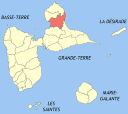 Kommunens läge i departementet Guadeloupe.
