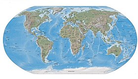 Mapa sveta zobrazujúca oceány v modrej alebo svetlomodrej farbe