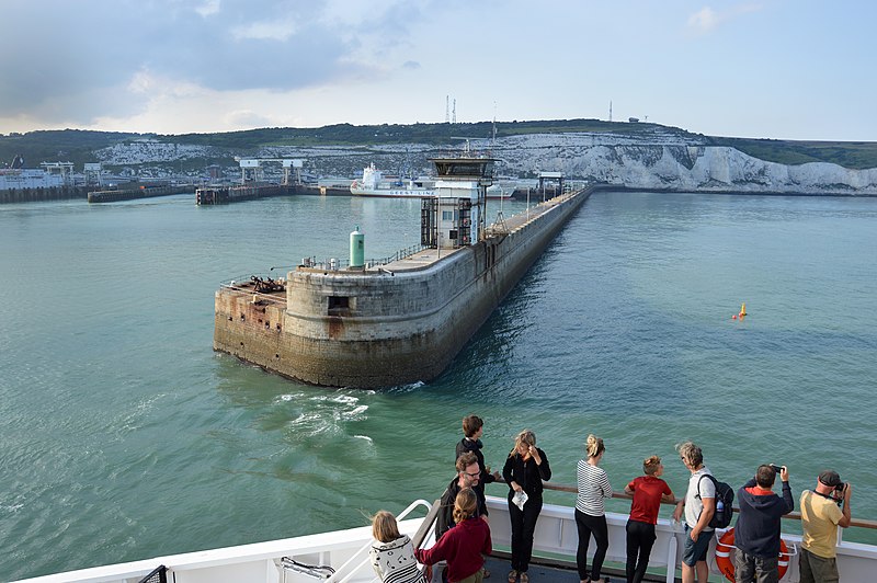 File:Port of Dover eastern breakwater from departing ferry, 2019.jpg