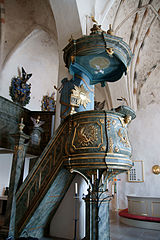 Pulpit at the Porvoo Cathedral in Porvoo, Finland