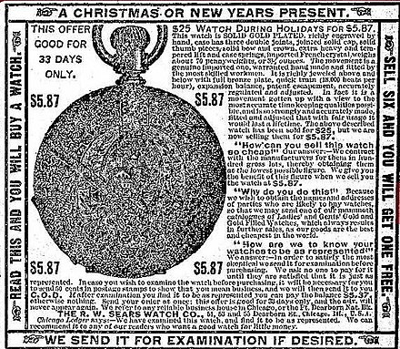 R.W. Sears Watch Co. advertisement, 1888