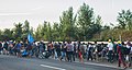 Венгрия. Мигранты, направляющиеся пешком в сторону австрийской границы.