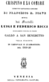 English: Ricci - Crispino e la comare - title page of the libretto, Venice 1850