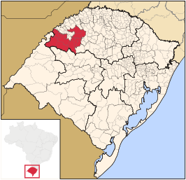 Ligging van de Braziliaanse microregio Santo Ângelo in Rio Grande do Sul