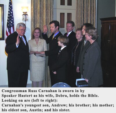 Carnahan being sworn in, 2005.