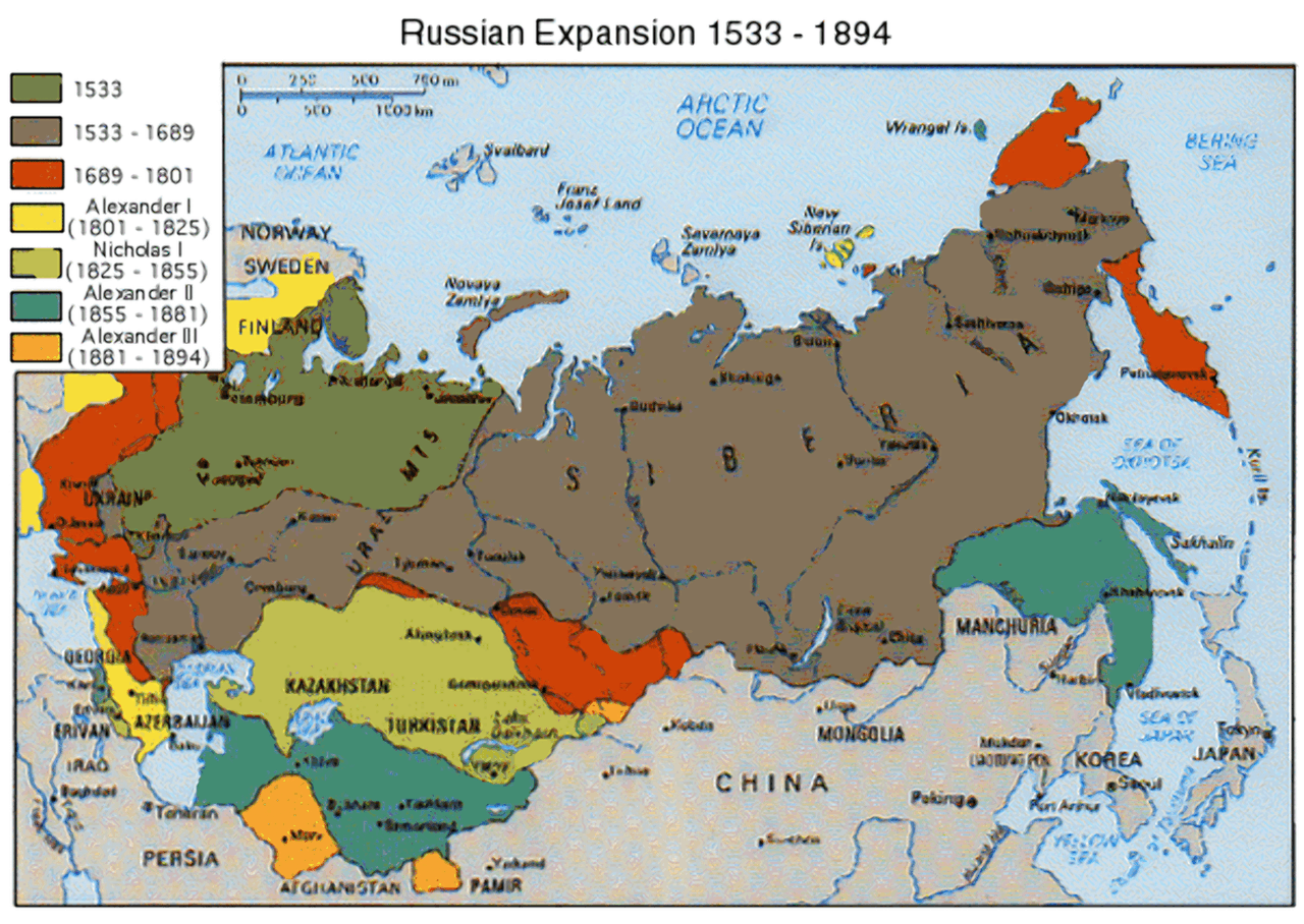 Карта расширения россии