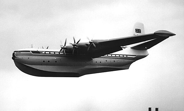 Saunders-Roe Princess G-ALUN displaying at the Farnborough SBAC Show in September 1953