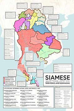 The Sukhothai Kingdom at its greatest extent during the late 13th