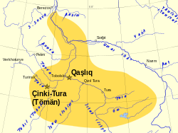 Approximate extent of the Khanate of Sibir during the fifteenth and sixteenth centuries