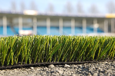 Side view of artificial turf