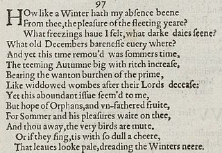 <span class="mw-page-title-main">Sonnet 97</span> Poem by William Shakespeare