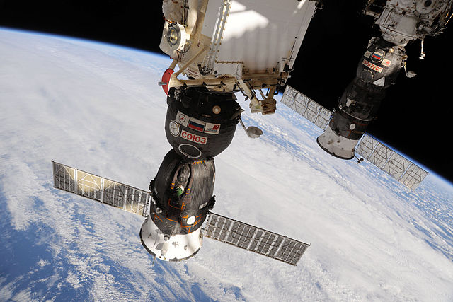 Soyuz TMA-19 spacecraft docked to Rassvet