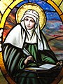Image 10Bridget of Sweden pictured with a halo. In Christian iconography, saints may also be depicted with wreaths, palm branches, and white lilies (from Saint)