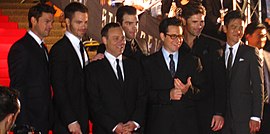 Urban, Pine, Burk, Quinto, Abrams, Bana, and Cho attending the film's premiere at the Sydney Opera House on April 7, 2009.