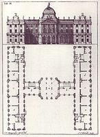План у вигляді літери H.Фасад з боку одного дворика зверху