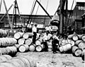 Hafenarbeiter an einem Dock in New York City (um 1912)