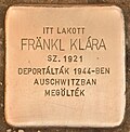 Stolperstein für Fränkl Klara - Klara Fränkl (Gyöngyös).jpg