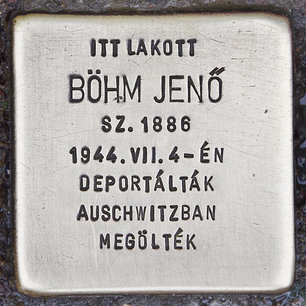 File:Stolperstein für Jenö Böhm (Pecs).jpg