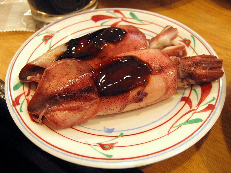 File:Stuffed squid with tare sauce.jpg