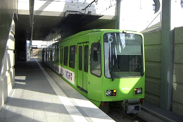 Messe/Ost station with a train