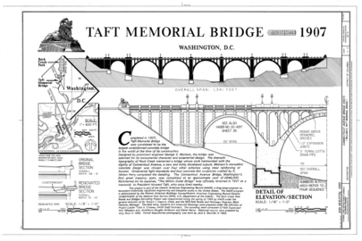 Taft Memorial Bridge, Title Page - Connecticut Avenue Bridge, Spans Rock Creek and Potomac Parkway at Connecticut Avenue, Washington, District of Columbia, DC HAER DC,WASH,560- (sheet 1 of 3).png